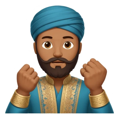 uzbek bearded man with national outfit shows his fist sticker