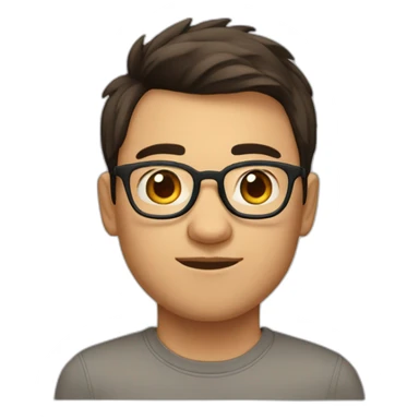 handsome huge eurasian boy wuth glasses, shorter brown cut, kinda round face sticker