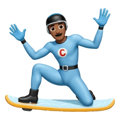 Frozone retro sticker, sliding on ice, playful expression, vintage sticker look written "c'est carré dans l'axe" sticker