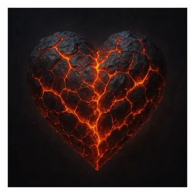 heart with a lava texture, realistic digital art style sticker
