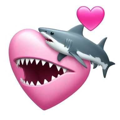pink love heart with shark in front sticker