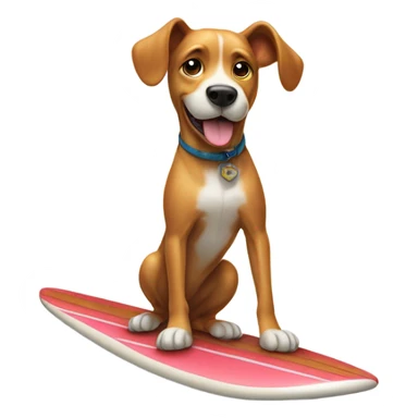 Dog riding surf board sticker