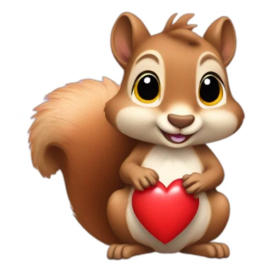 a squirrel holds a red heart in its paws sticker