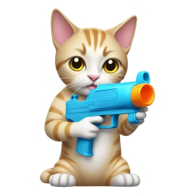 cat with water gun sticker