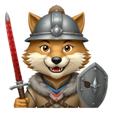 wolf face, mogolian ancient hold small sword front and steel helmet sticker