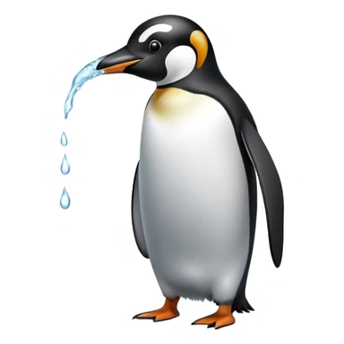 pinguino tomando agua sticker
