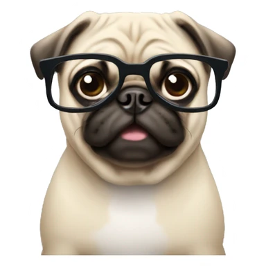 Pug with glasses sticker