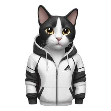 Black and white cat with adidas track suits sticker