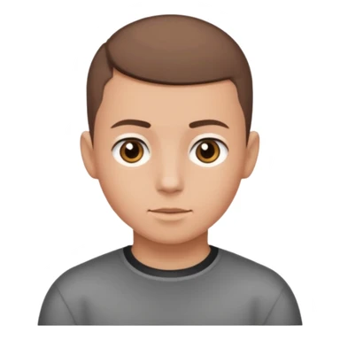 One boy whit a buzz cout air whit brown air and eyes sticker