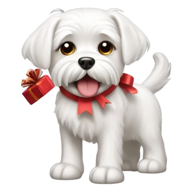 Maltese dog with a gift in its mouth sticker
