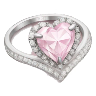 Diamond silver  ring light pink heart sticker