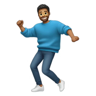 blue sweater with smiling guy full body enjoy slasa dance  sticker