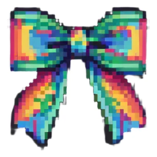 simple colorful bow pixel art sticker
