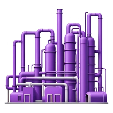 Minimalistic factory building in purple and violet tones, with a few pipes sticker