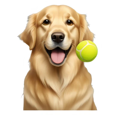 Golden retriever with tennis ball in their mouth sticker