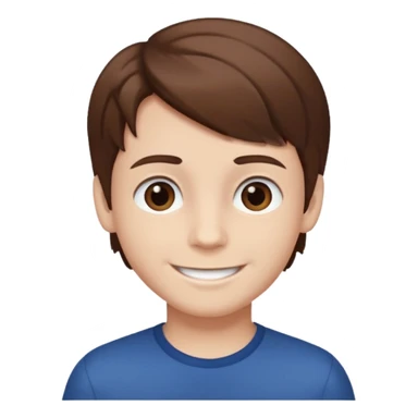 a smiling boy with brown hair and white skin with dark eyes  sticker
