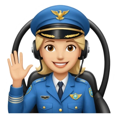 Un piloto de linea aérea sonriendo con la mano en la frente con la pose firme sticker