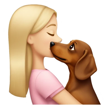 blonde girl kissing brown dachshund sticker