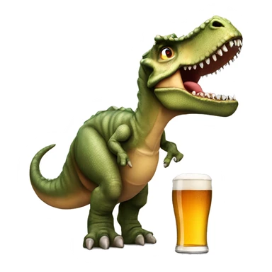 A beer drinking dinosaur with cup ￼ sticker