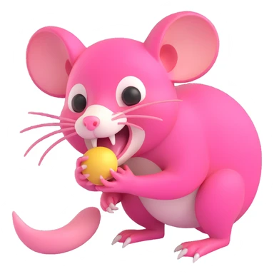 pink possum biting something sticker