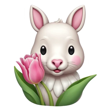 Un 🐑 lindo teniendo un tulipán rosa sticker