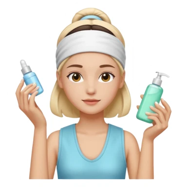 Clean girl aesthetic emoticons, apply skincare products, headband, glowing skin, vest, soft lighting
 sticker