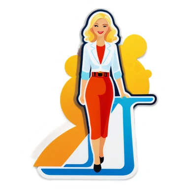 Blonde thin woman on a cruise ship  sticker