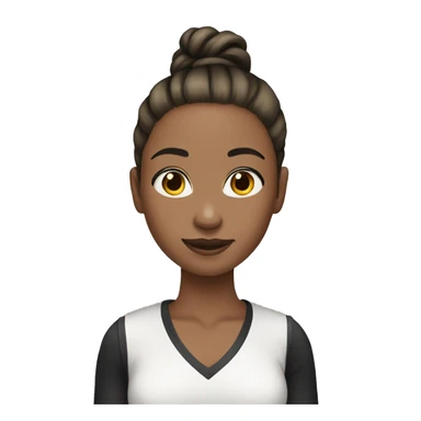 girl light tone skin black slim ponytail sticker