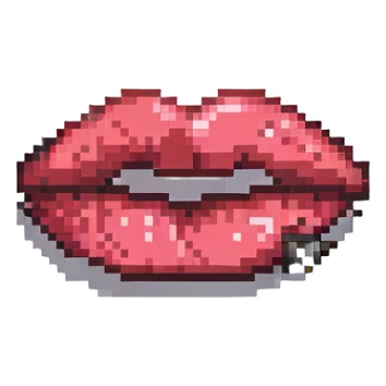 lipstick lip mark, pixel art style sticker