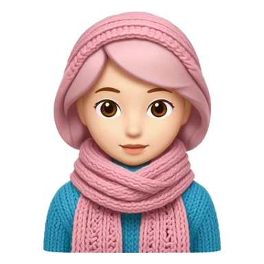 A 3D cartoon wool scarf with visible knitted stitches and gentle folds, warm colors, soft lighting, Memoji-style. sticker