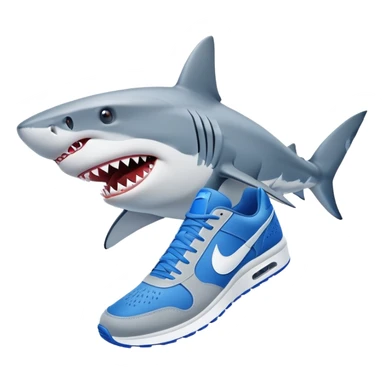 Tiburon con zapatillas celestes nike sticker