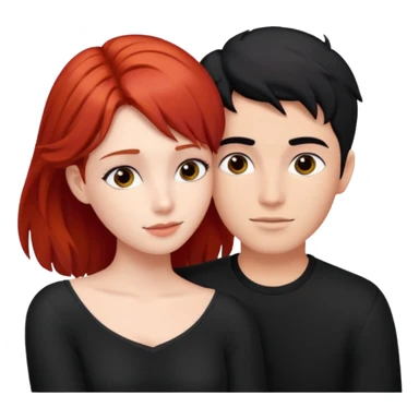 Red haired girl with black hair boy romance sticker