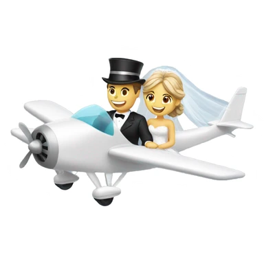 Bride and groom riding in a plane sticker