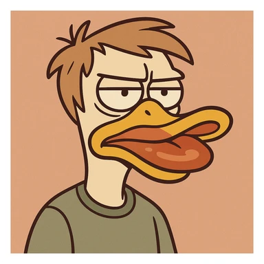 duck face, cartoon style, exaggerated lips sticker