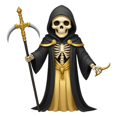 skeleton grim reaper in a gold with scythe sticker