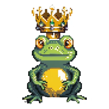 frog wearing a golden crown sticker