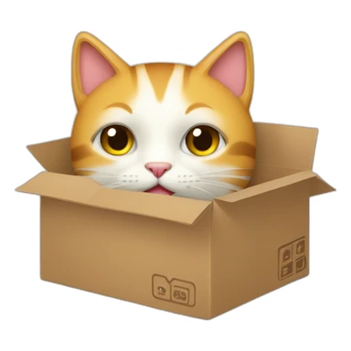 Un chat qui se cache dans une boîte sticker