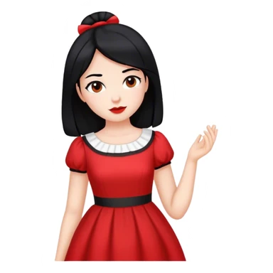 Ski woman red white dress black hair  sticker