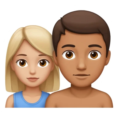 A girl looking at a boy sticker