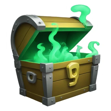 open Green treasure chest with green smoke coming out sticker