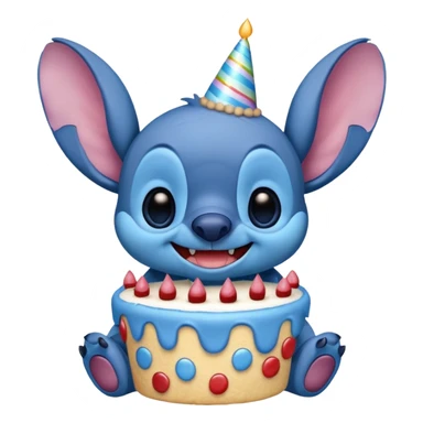 Stich with a birthday cake sticker