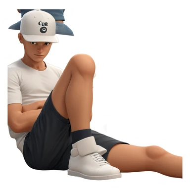 sitting boy in white shirt sticker