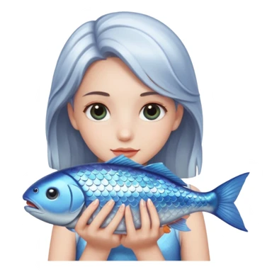 girl with fish sticker