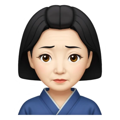 old japanese women with black hair sticker