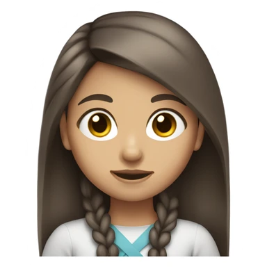 girl with long dark brown hair and eyes with light skin sitting down sticker