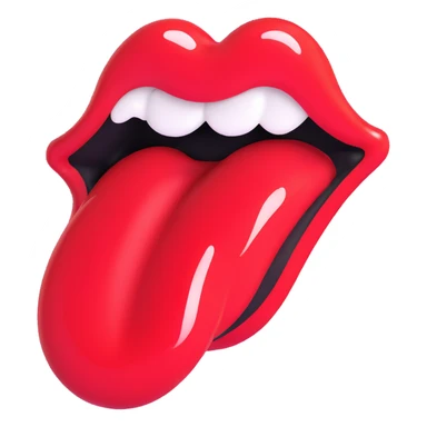 Rolling Stones tongue logo, glossy effect, 3D look, shiny highlights sticker