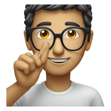 Face with eyes looking over glasses being pulled down by a hand sticker