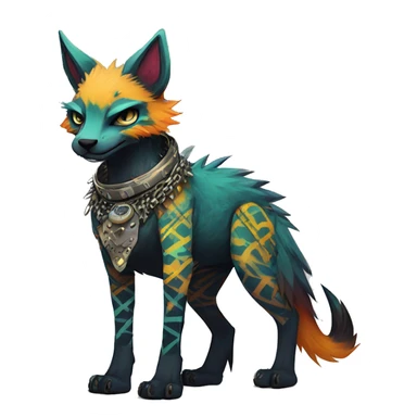 cool edgy animal fursona creature by griffsnuff & LiLaiRa & Falvie with badass colors with patterns and a spiked collar full body sticker
