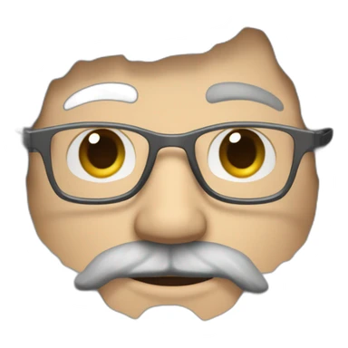 middle-aged white-skinned man with thick gray and brown hipster beard and curly brown hair with gray temples and glasses sticker