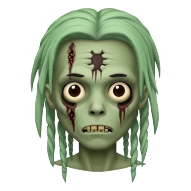 make a zombie boy emoji (headshot only) that has long black locs  and some facial scars sticker
